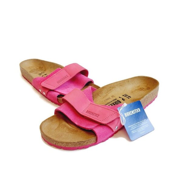 Birkenstock Oita Nubuck Suede Leather Sandals Womens 10 Mens 8 Fuchsia Tulip - Picture 5 of 9